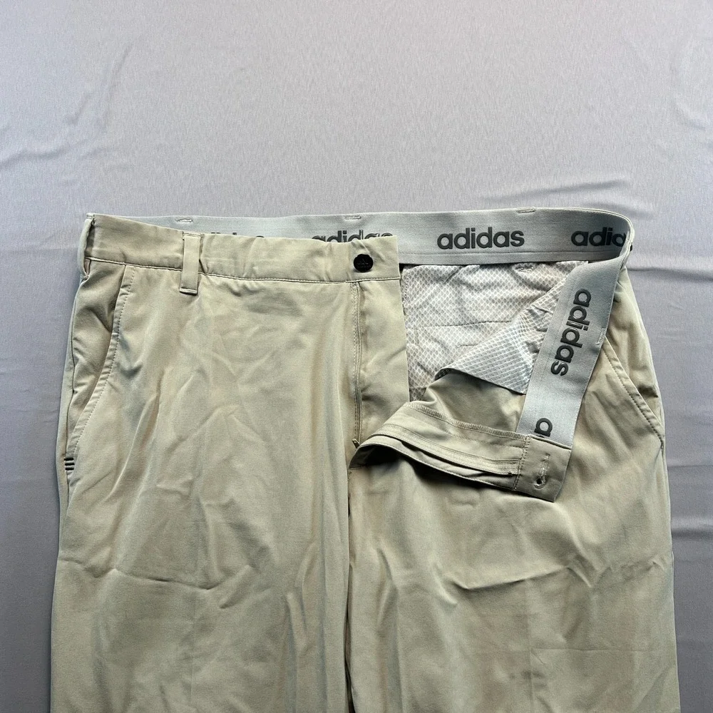 Adidas Pants Mens 38X30 Beige Stretch Mid Rise Straight Leg Golf Performance